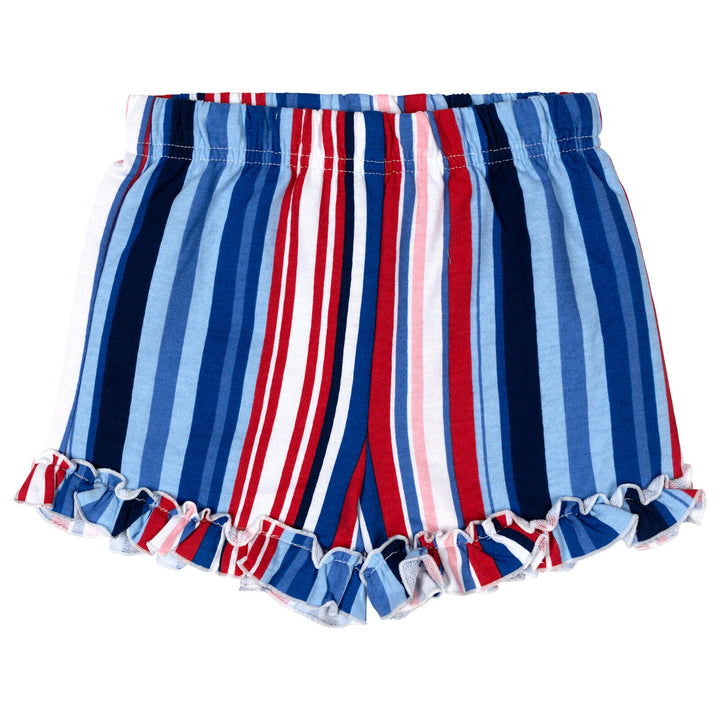Barbie Girls' 2-Piece Sleeveless Tank Top and Shorts Set Red Navy Stripe