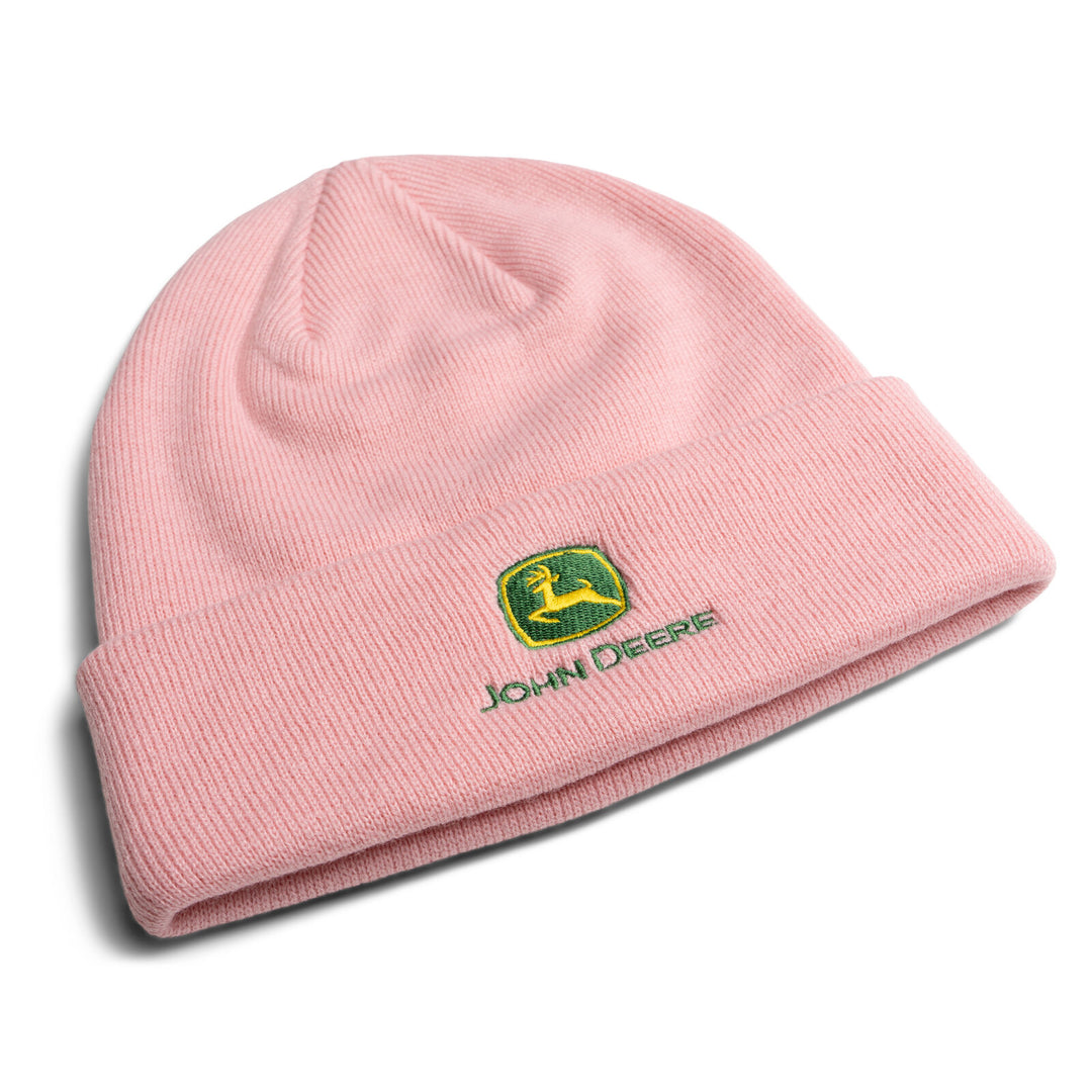 John Deere Women's Knit Beanie Hat Rose Pink