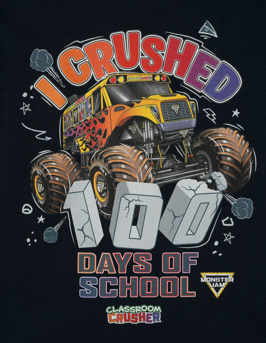 Monster Jam Classroom Crusher Boys' Holiday Short Sleeve Tee Charcoal Grey