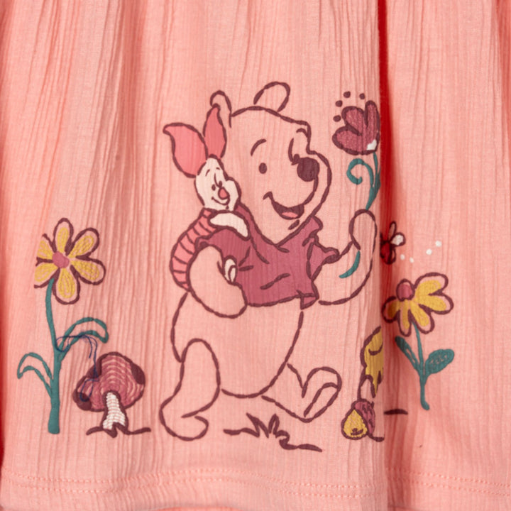 Disney Winnie the Pooh Girls' 2-Piece Top and Denim Pants Set Pink Piglet