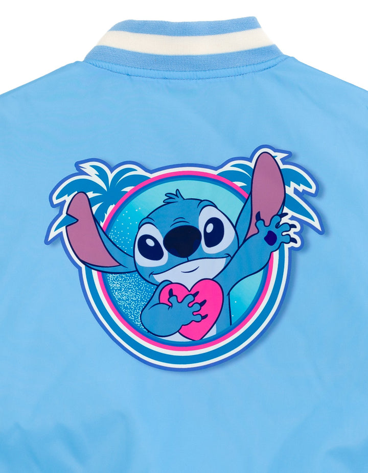 Lilo & Stitch Girls' Varsity Bomber Jacket Light Blue