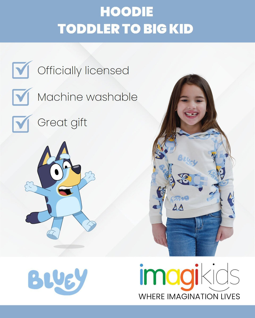 Bluey Fleece Hooded Sweatshirt Cream