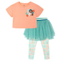 Moana Girls' Glitter T-Shirt and Tutu Leggings Set Coral Teal