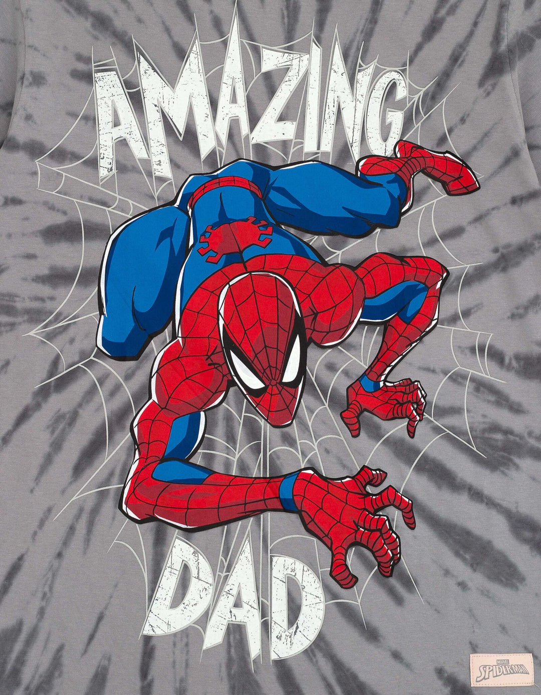 Marvel Spider-Man Cotton Short Sleeve Graphic T-Shirt Grey TieDye Spiderman