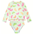 Dreamwave Girls' 2-Piece Swimwear Rash Guard and Bikini Set Mint Green Fruit