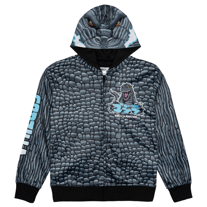 Godzilla Boys' Cosplay Fleece Zip-Up Hoodie Charcoal