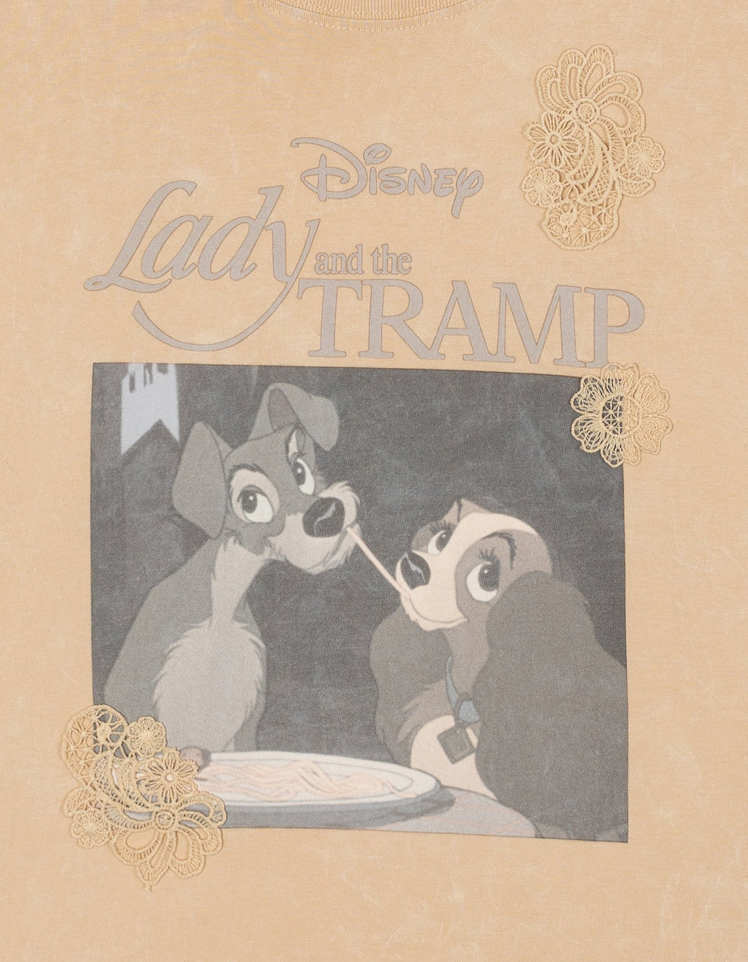 Disney Lady and the Tramp Women's Short Sleeve T-Shirt Beige