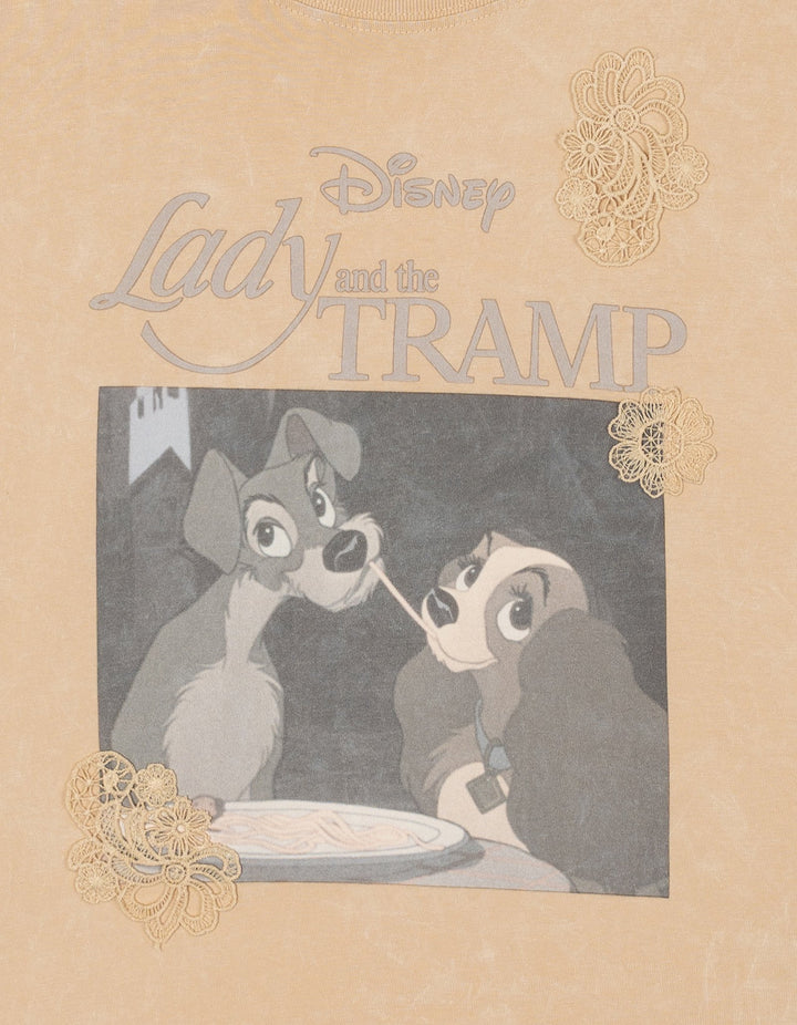 Disney Lady and the Tramp Women's Short Sleeve T-Shirt Beige