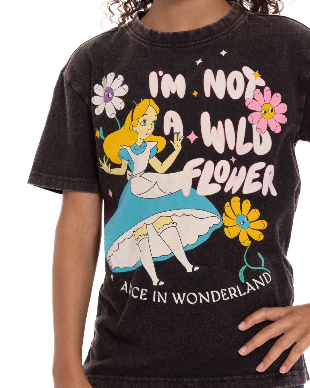 Disney Alice in Wonderland Boys' Short Sleeve T-Shirt Black Wash