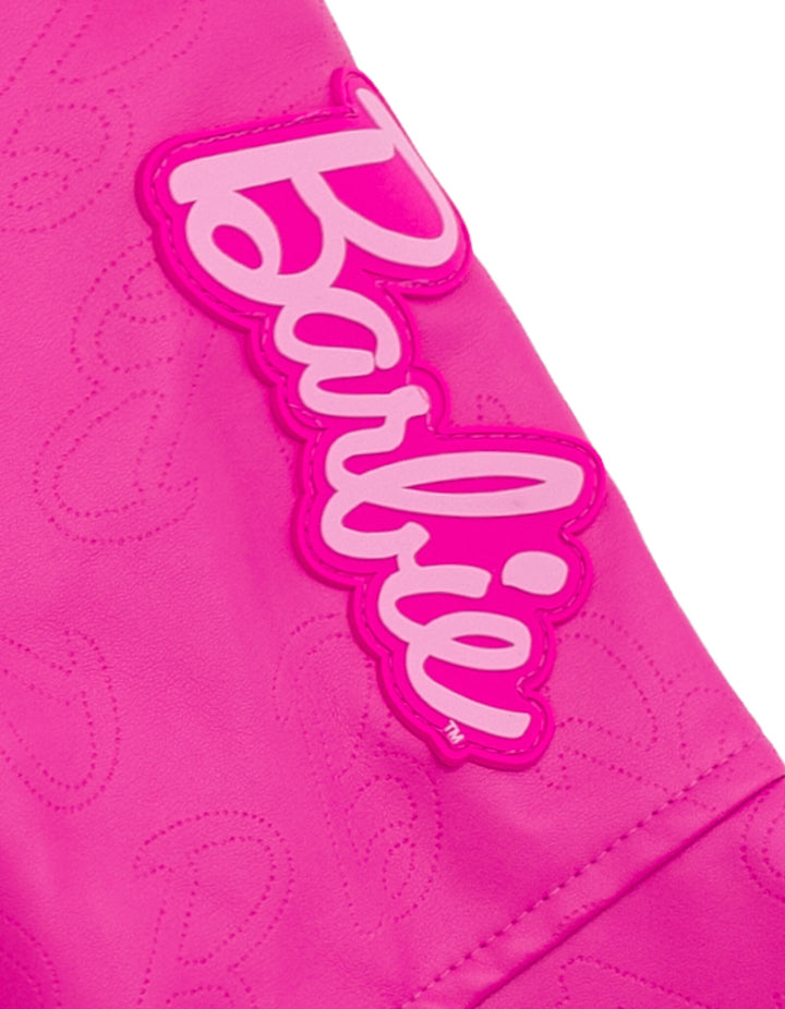 Barbie Girls' Iridescent Zip-Up Leather Jacket Pink