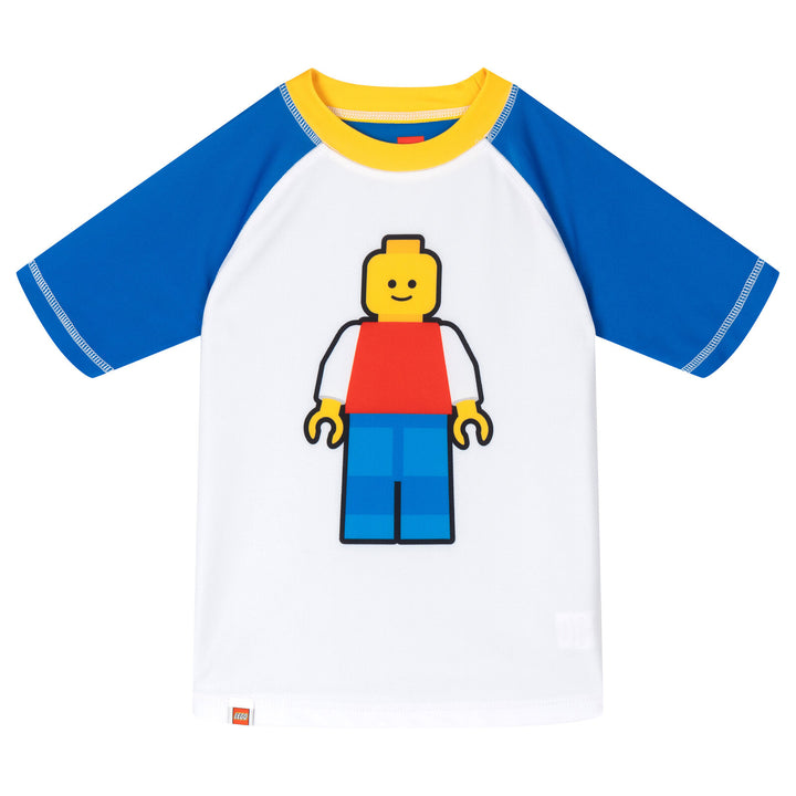 LEGO 2-Piece Swimwear Rash Guard and Swim Trunks Set Minifigure Blue Red
