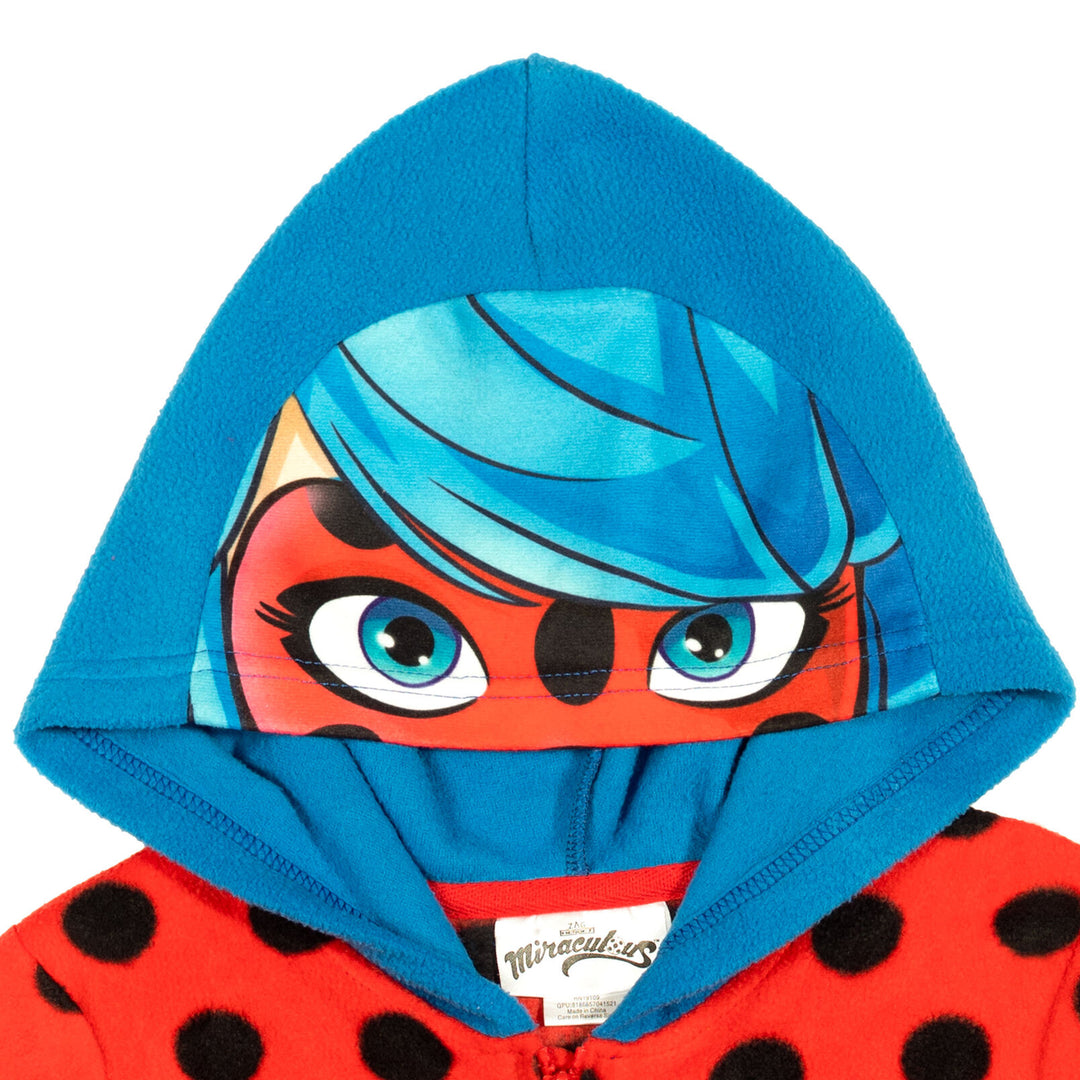 Miraculous Ladybug Girls' Cosplay Fleece One Piece Pajamas Red
