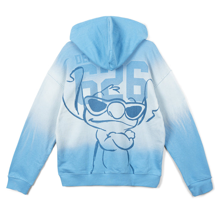 Lilo & Stitch Women's French Terry Drop Shoulder Pullover Hoodie Ombre Blue
