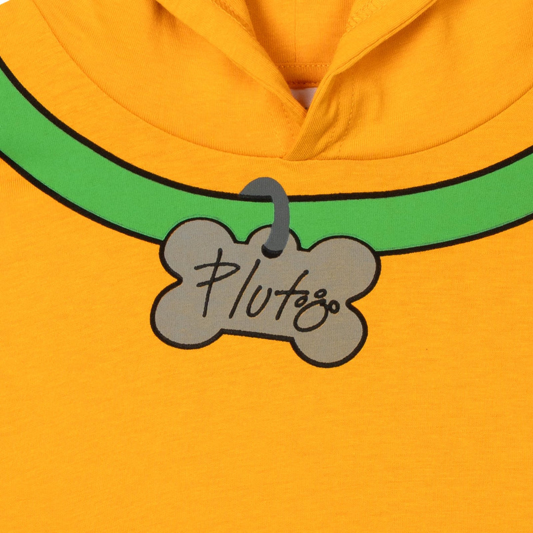 Disney Mickey Mouse Pluto Men's Cosplay Hooded T-Shirt Yellow Orange