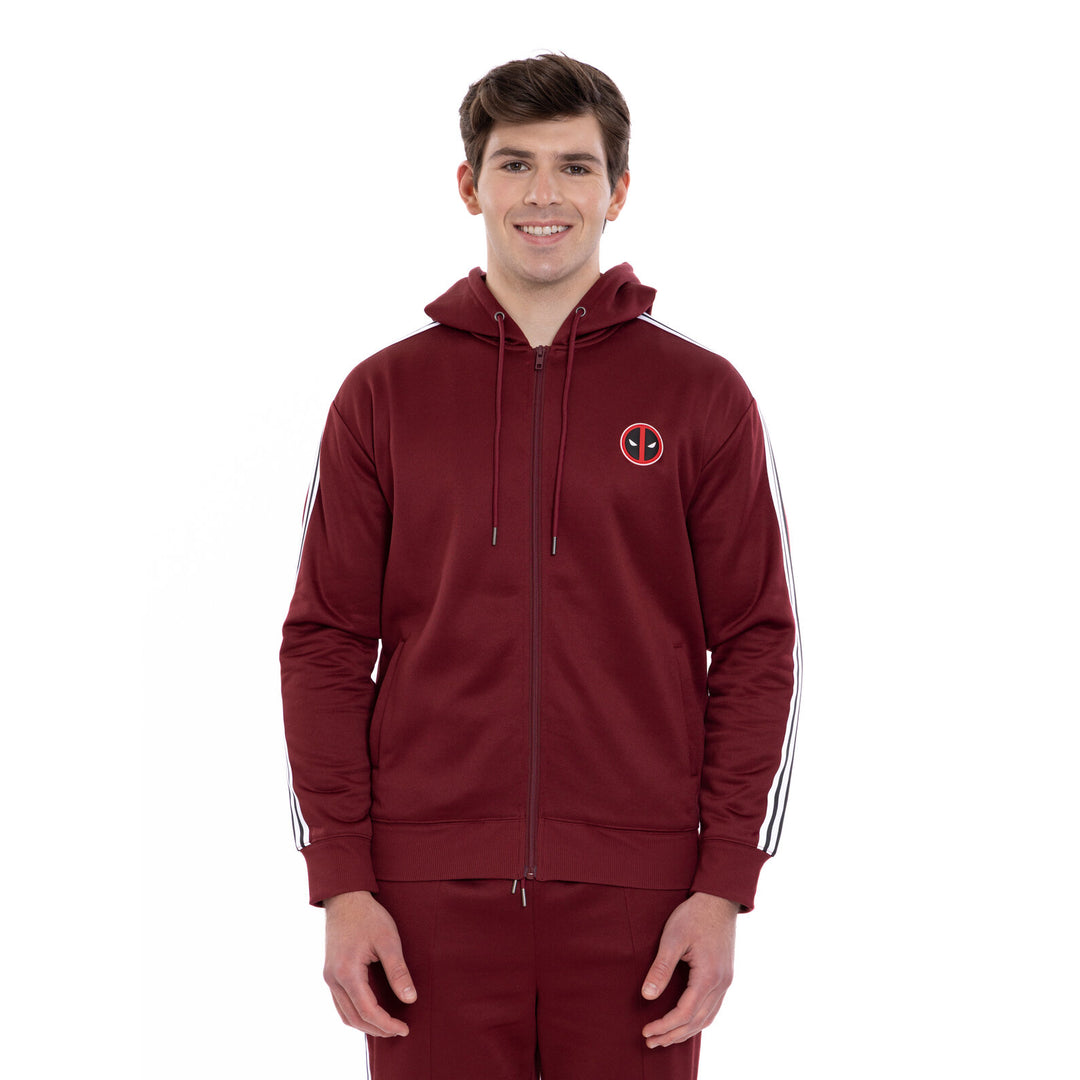 Marvel Deadpool & Wolverine Men's Zip-Up Hooded Sweatshirt Cabernet