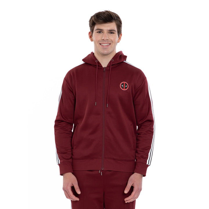 Marvel Deadpool & Wolverine Men's Zip-Up Hooded Sweatshirt Cabernet