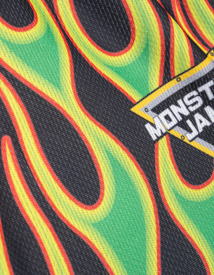 Monster Jam Grave Digger Boys' Athletic 2-Piece T-Shirt and Shorts Set Flames
