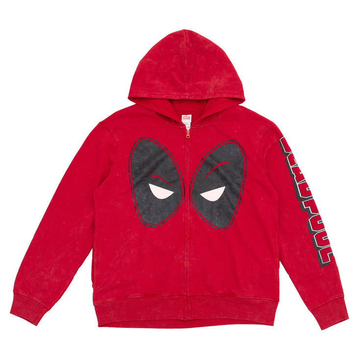 Deadpool Men's Marvel Deadpool and Wolverine Fleece Zip Up Hoodie Mineral Red