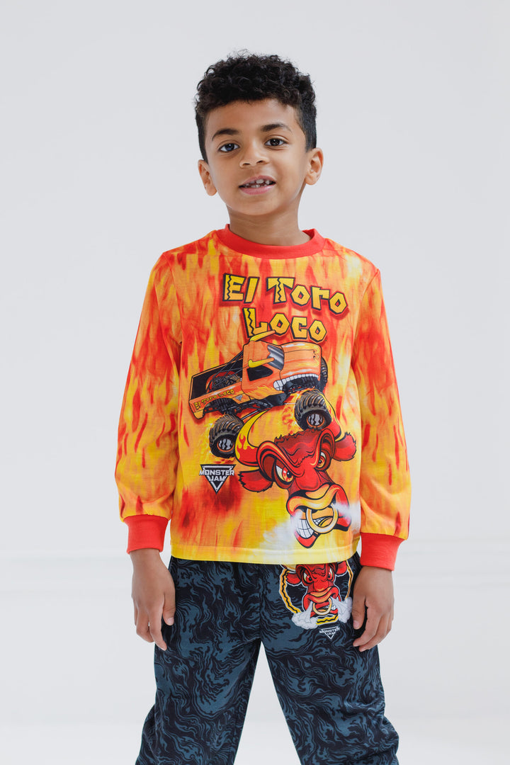Monster Jam El Toro Loco Boys' 2-Piece Pajama Top and Pants Set Orange