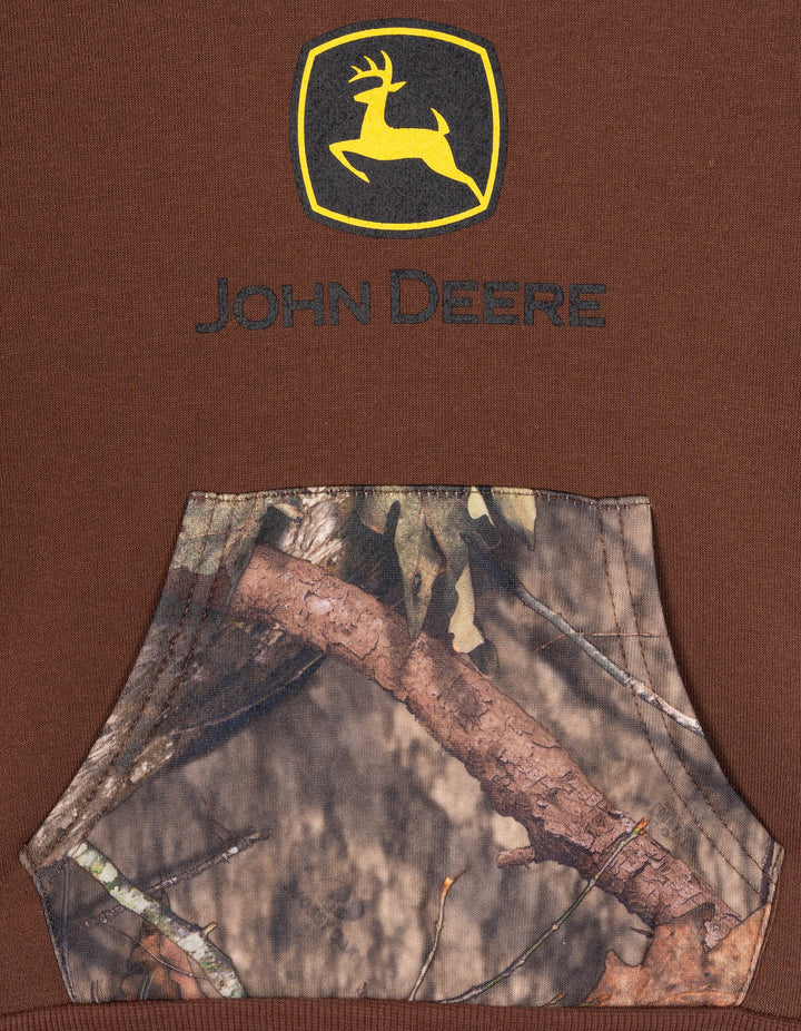John Deere Men's Fleece Hooded Sweatshirt Bark Brown Camo