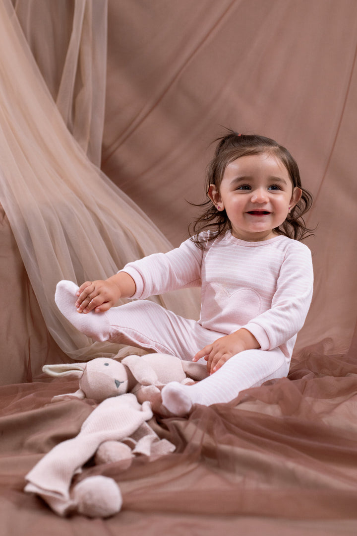Cozeeme Baby Girls' Footed One Piece Sleep N' Play Pink White Stripe