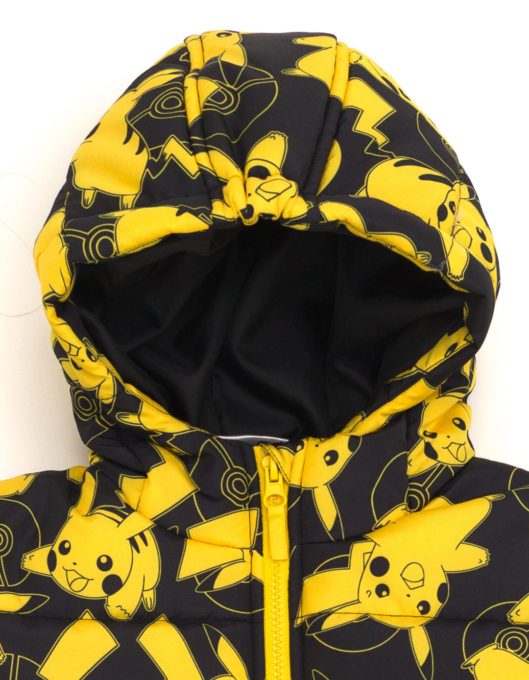 Pokemon Pikachu Boys' Hooded Puffer Jacket Black Print