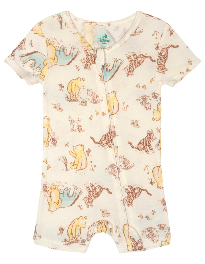 Disney Winnie the Pooh Baby 2-Pack Zip-Up One Piece Romper Blue Tusk