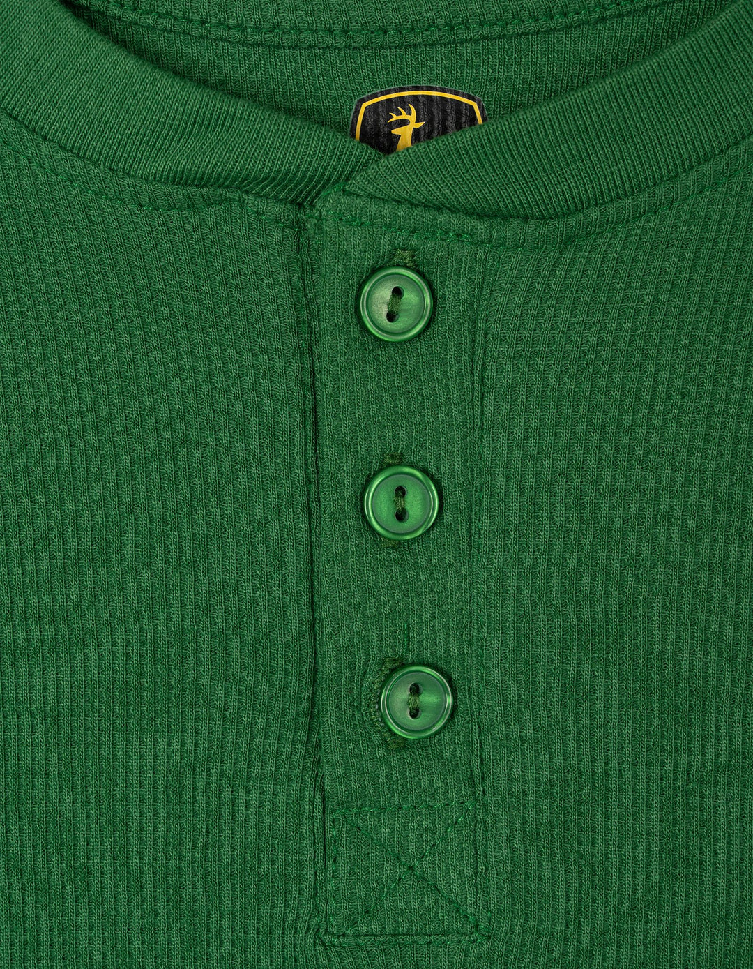 John Deere Boys' Waffle Knit Henley Shirt Classic Green