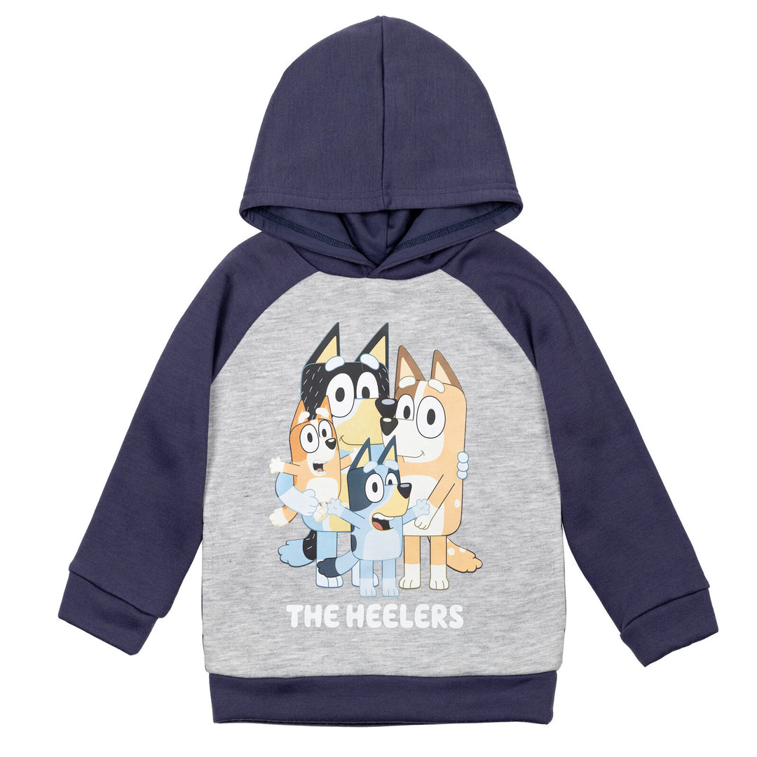 Bluey Boys' Fleece Hooded Sweatshirt Navy Heather Grey