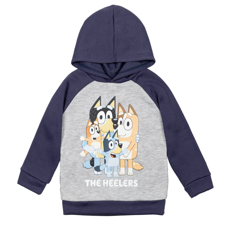 Bluey Boys' Fleece Hooded Sweatshirt Navy Heather Grey