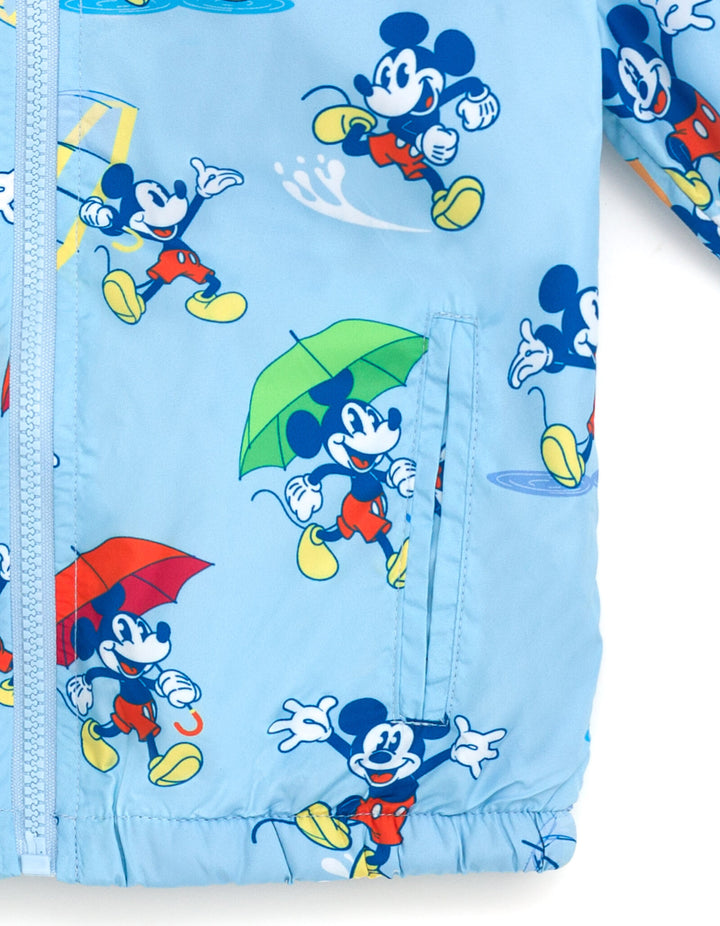 Disney Mickey Mouse Boys' Fleece Hooded Rain Jacket Light Blue