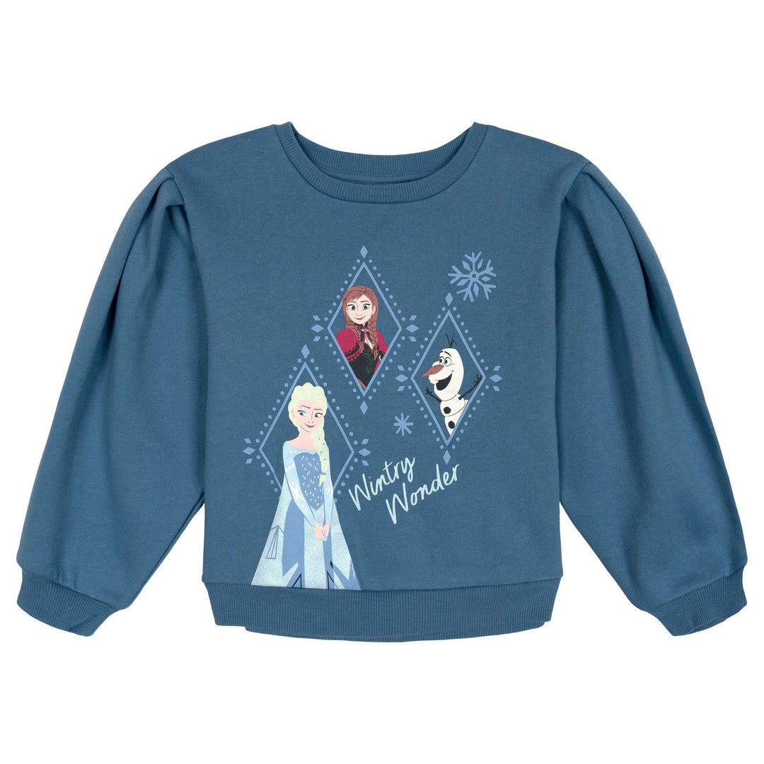 Frozen Girls' Fleece Sweatshirt and Pants Set Snowflake Blue