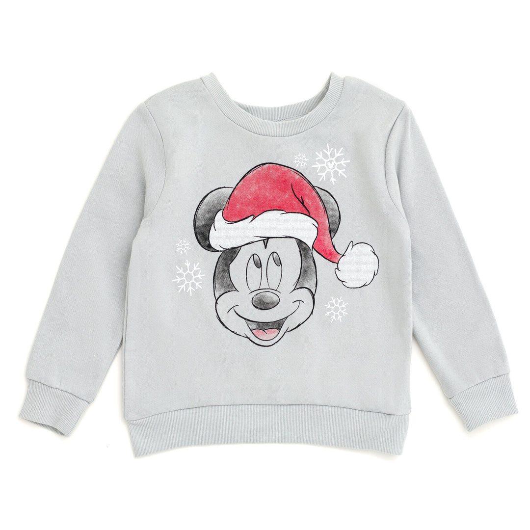 Disney Mickey Mouse Boys' Holiday 2-Piece Fleece Sweatshirt and Pants Set Grey