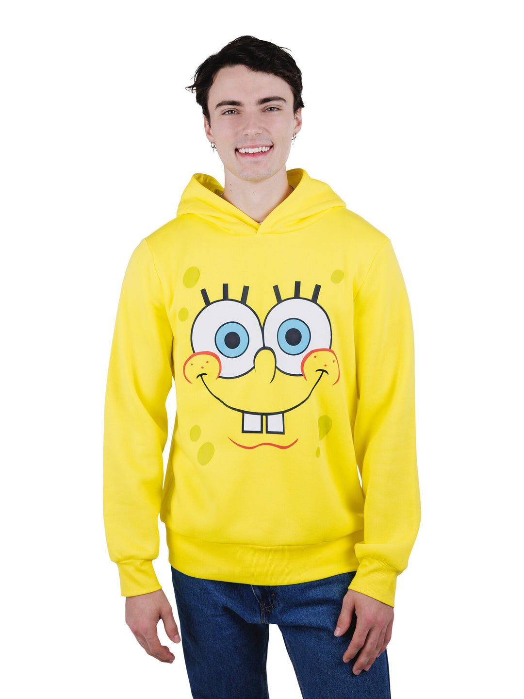 Nickelodeon SpongeBob SquarePants Adult Men or Women Fleece Pullover Hoodie Yellow Face