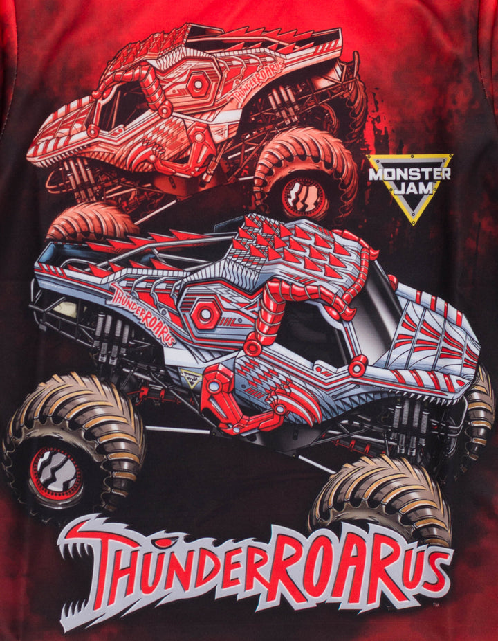 Monster Jam ThunderROARus Boys' Athletic Short Sleeve T-Shirt Red