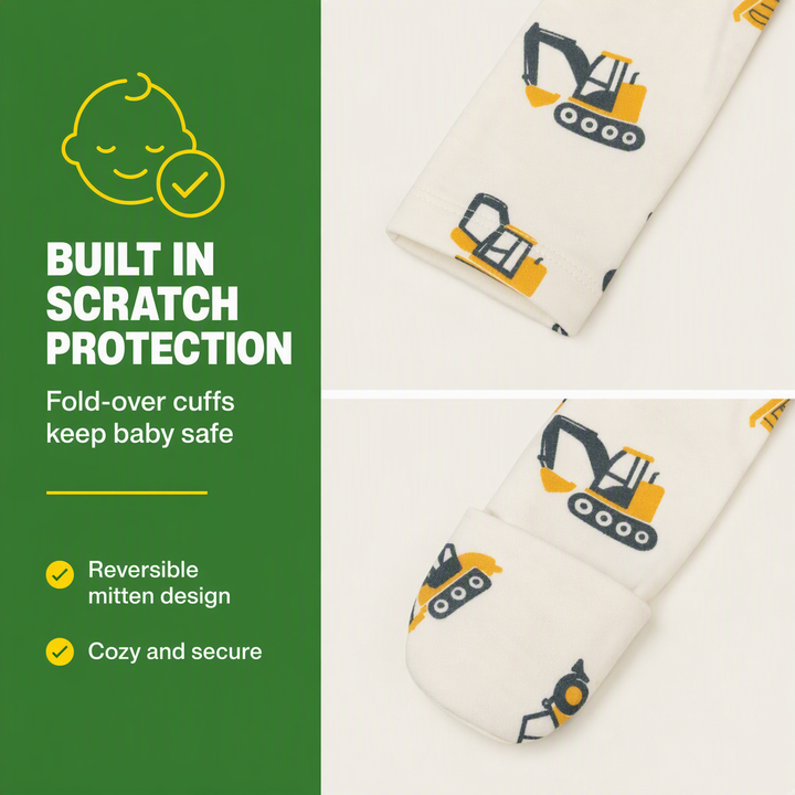 John Deere Baby Boys' Zip-Up Footed Sleep N Play Tusk Construction