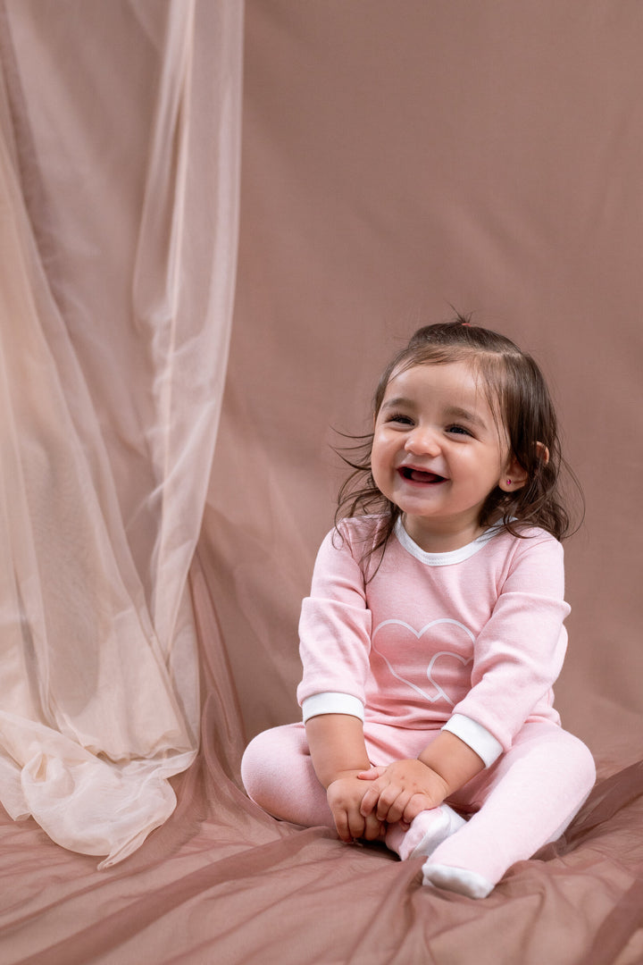Cozeeme Baby Girls' Footed One Piece Sleep N' Play Pink White Hearts