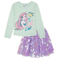 Disney Princess Girls' Long Sleeve Tee and Sequin Skirt Set Lilac Ariel Flounder
