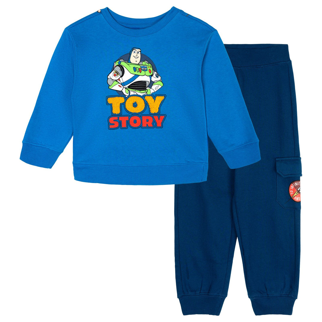 Disney Toy Story Boys' Fleece Sweatshirt and Plush Pants Set Blue Navy