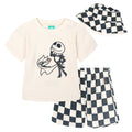 Nightmare Before Christmas Baby Boys' 3-Piece T-Shirt and Shorts Set with Bucket Hat Jack Zero Cream