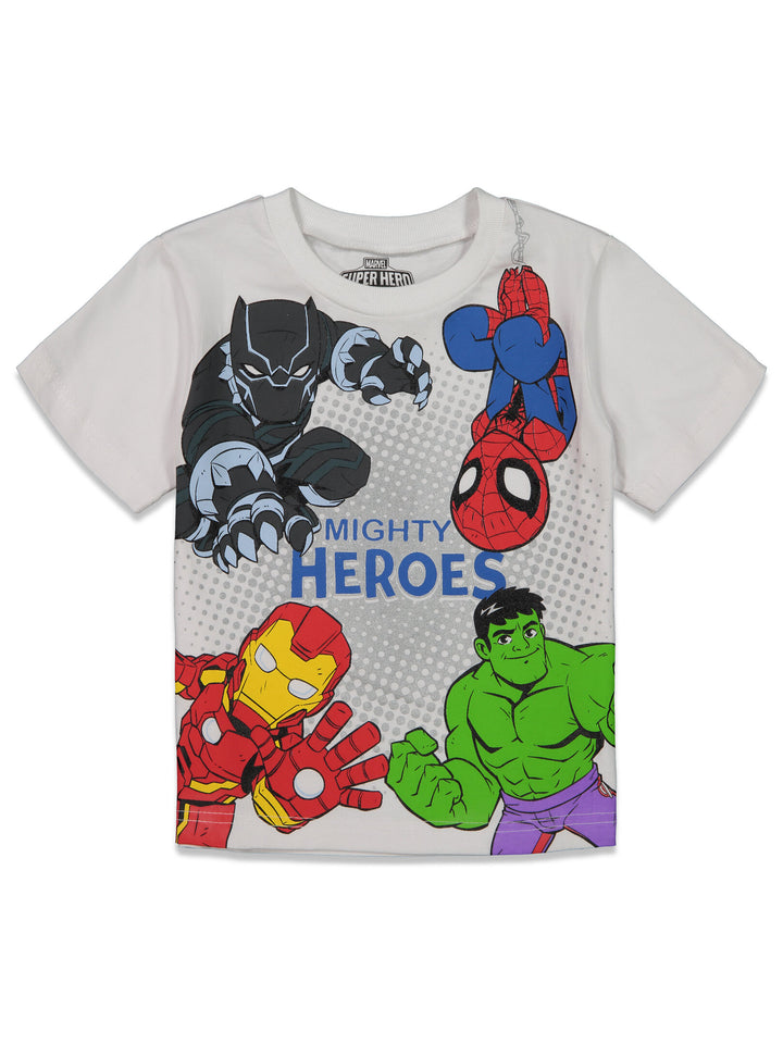 Marvel Avengers Boys' Short Sleeve T-Shirt 4-Pack White Blue