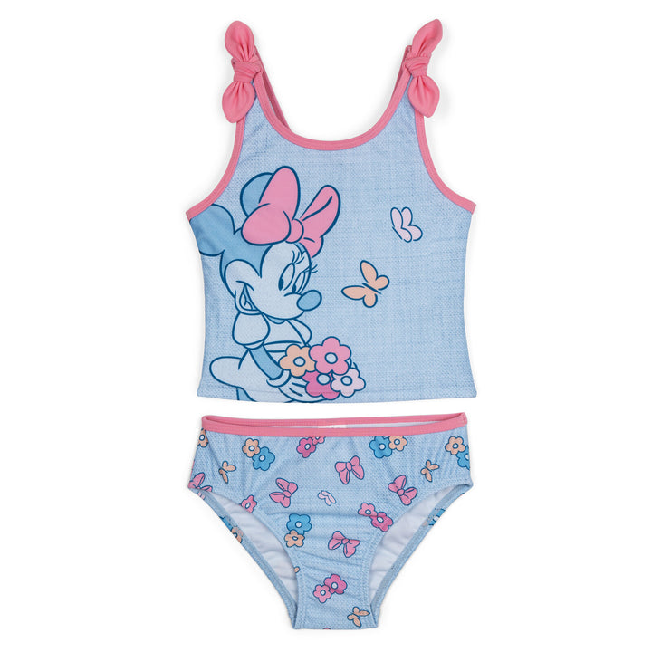 Minnie Mouse Girls' 2-Piece Tankini and Bikini Set Floral Blue