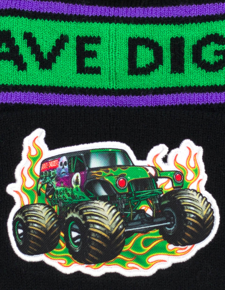 Monster Jam Grave Digger Matching Family Knit Beanie Hat Black