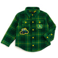 John Deere Matching Family Fleece Lined Shacket Green Yellow Plaid