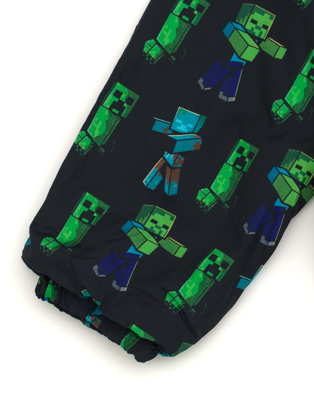 Minecraft Hooded Zip-Up Rain Jacket Creeper Zombie Black