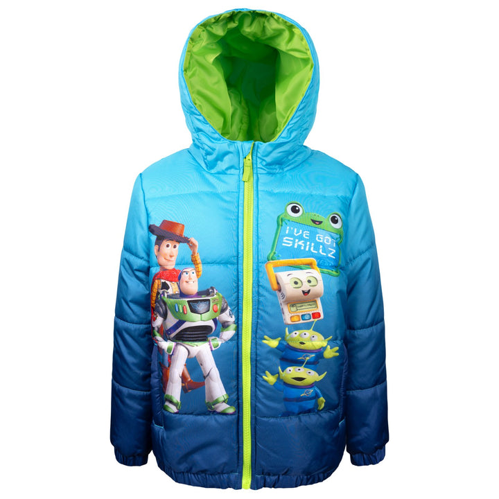 Disney Toy Story Boys' Hooded Puffer Jacket Navy Blue Woody Buzz