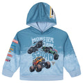 Monster Jam Boys' Sublimated Fleece Hooded Sweatshirt Icy Slate Blue