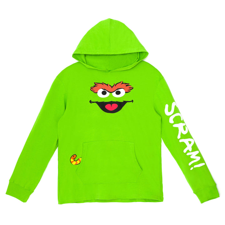 Sesame Street Oscar the Grouch Men's Hooded T-Shirt Slimey Green