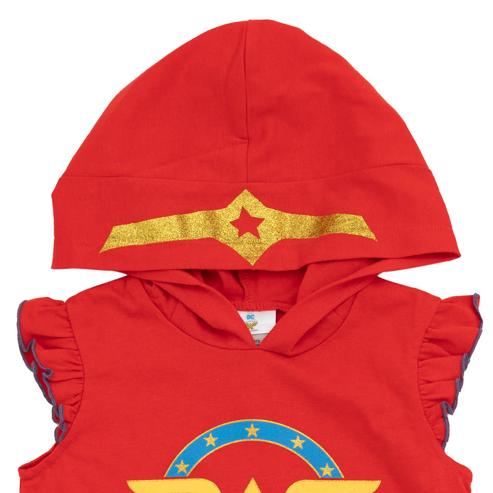 DC Comics Justice League Wonder Woman Girls' Tee and Shorts Set Red Blue