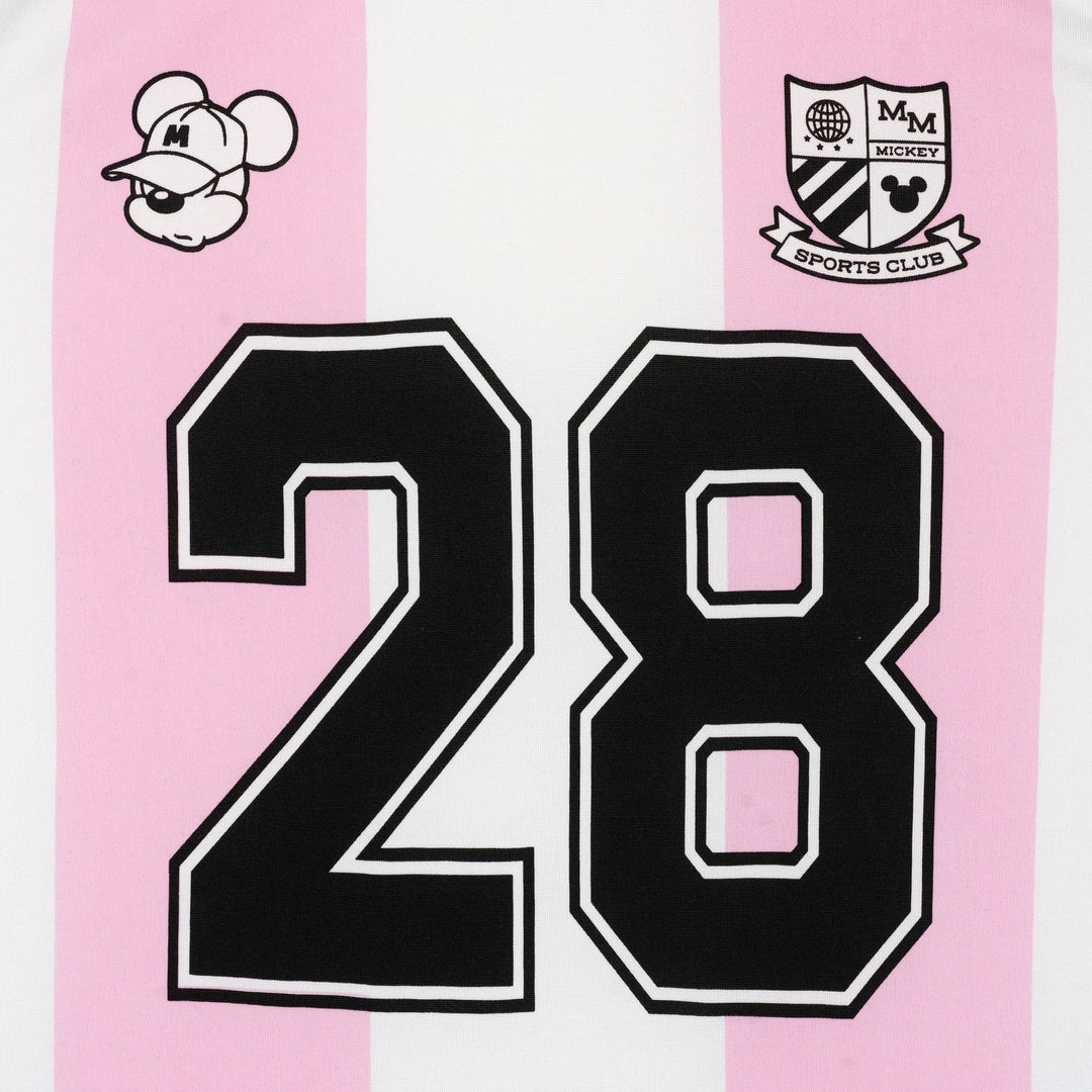 Disney Mickey Mouse Women's Short Sleeve Soccer Jersey Pink Stripe